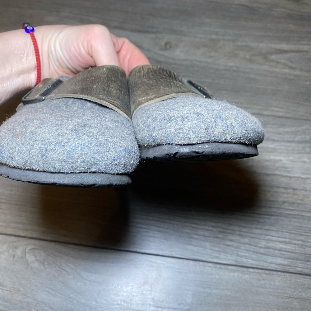 VGUC BIRKENSTOCK Basel 38 Wool Clogs w/ Leather Strap and Buckle - Picture 10 of 16